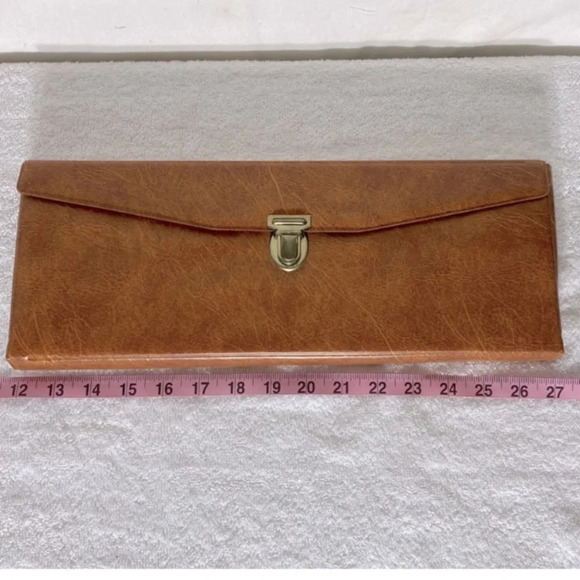 Vintage Brown Faux Leather Knitting  Needles Case With Knitting Needles - Picture 14 of 14